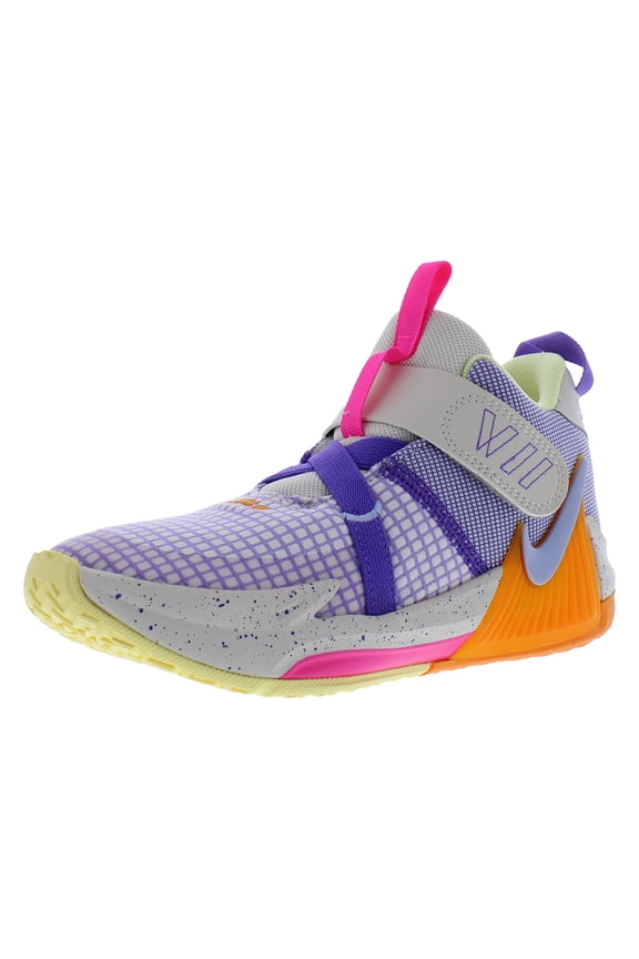 Lebron Witness VII PS Girls Shoes Size 12.5, Color: Light Orewood Brown/Cobalt Bliss