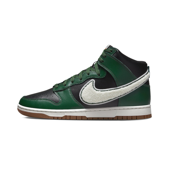 NIKE MENS Dunk High "Chenille Swoosh Black Green" DR8805 001 DR8805 001 from Stadium Goods