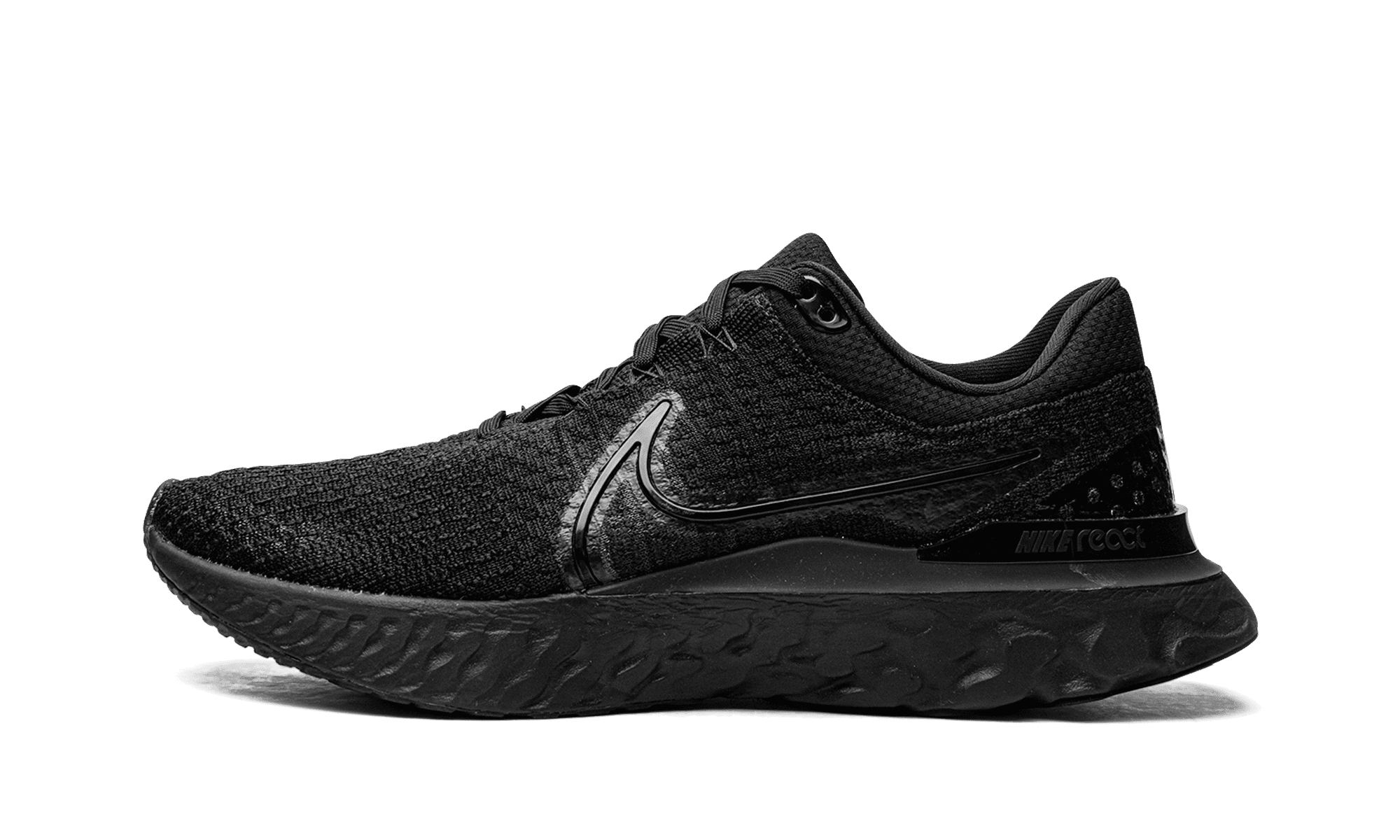 nike react infinity run flyknit black on feet