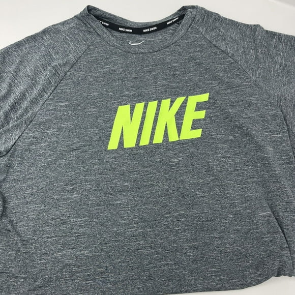 Men's Nike Swim Neon Logo Heather Short Sleeve Hydroguard Water Shirt Small