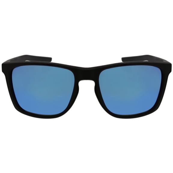 Nike mens square sunglasses, Fortune FD1805G matte black frame/ice blue mirror polarized lens