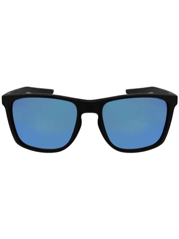 mens square sunglasses, Fortune FD1805G matte black frame/ice blue mirror polarized lens