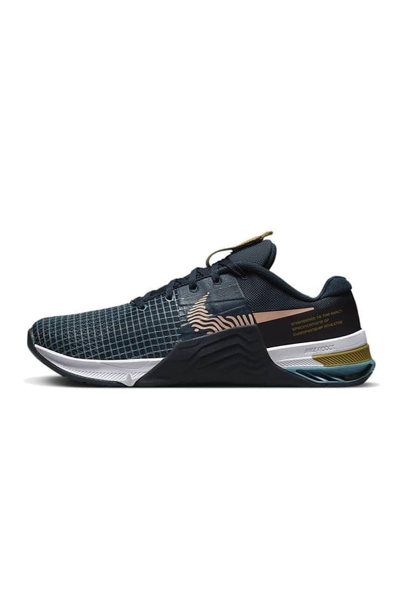 Metcon 8 Men's Trainers Gym Fitness Workout Shoes, Armory Navy Obsidian Cerulean Arctic Orange, 9.5