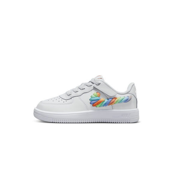 NIKE PRE SCHOOL Force 1 Low LV8 EasyOn PS "White Terra Blush Vapor Green Multi-Color" FN4890 100 FN4890 100 from Stadium Goods