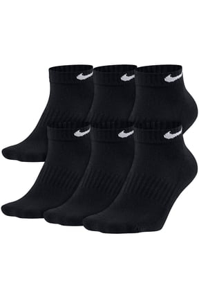 Cotton Low Cut Socks 6 Pack - Black - L