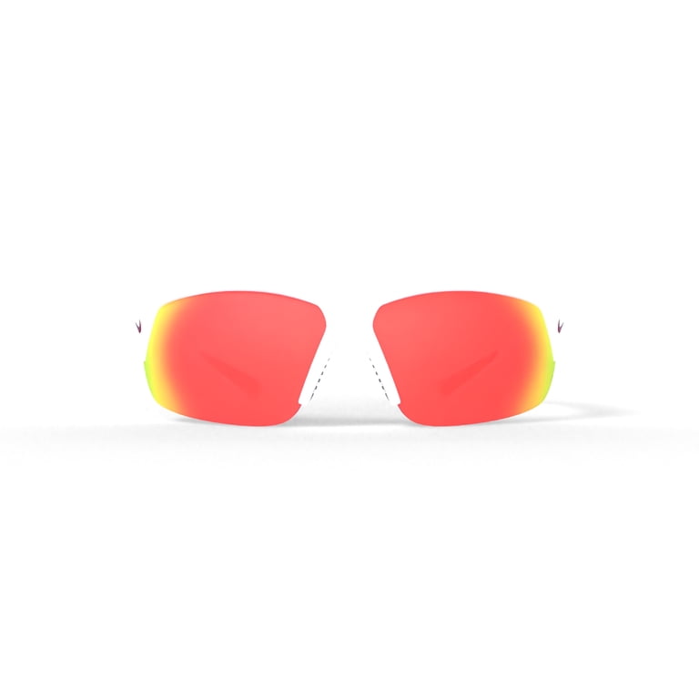 Nike Skylon Ace Semi-Rim Wrap Sunglasses, White Frame & Red Mirror