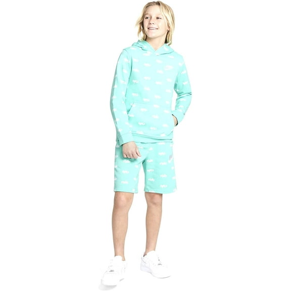 NIKE Sportswear Boys Club Pullover Hoodie Medium Tropical Twist/White Aop