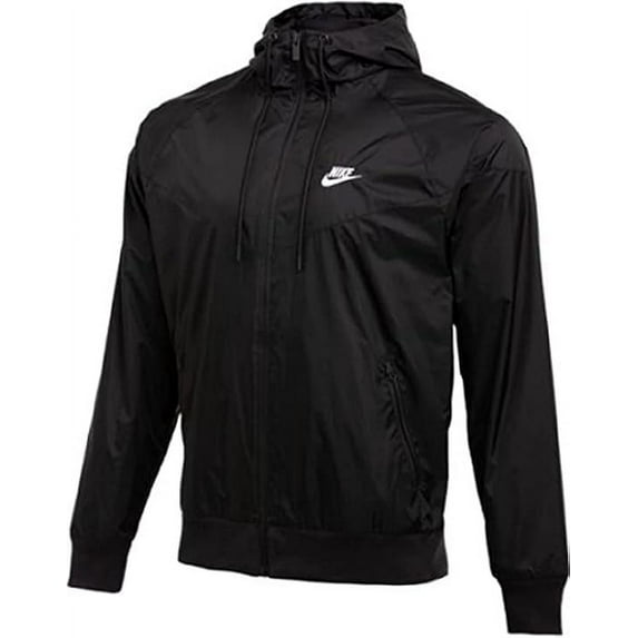 Nike Mens Windrunner Jacket Hooded Windbreaker (Black/Black, Small)
