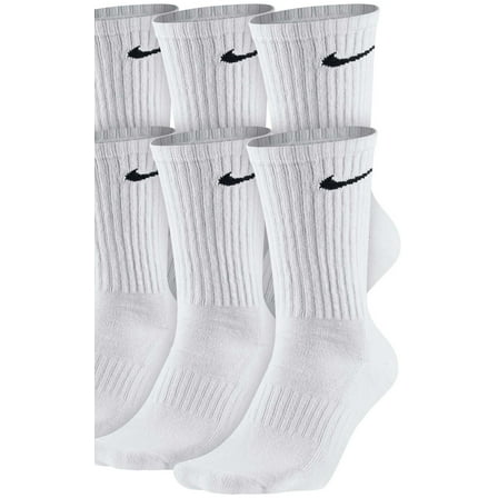 NIKE Unisex Performance Cushion Crew Socks with Bag (6 Pairs), White/Black, Medium