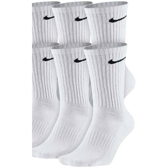 NIKE Unisex Performance Cushion Crew Socks with Bag (6 Pairs), White/Black, Medium