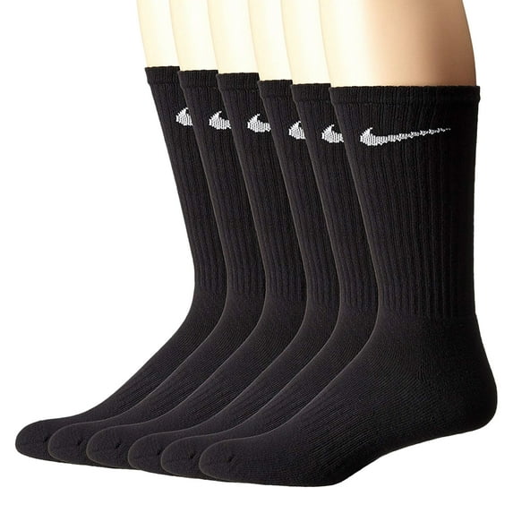 NIKE Unisex Performance Cushion Crew Socks with Band 6 Pairs, White/Black, Medium