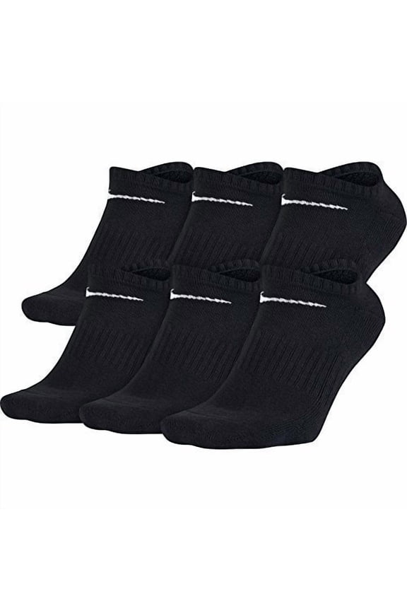 Unisex Performance Cushion No-Show Socks with Band (6 Pairs), Black/White, Large