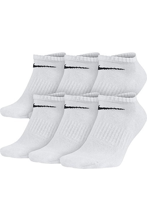 Unisex Performance Cushion No-Show Socks with Band 6 Pairs, White/Black, Medium