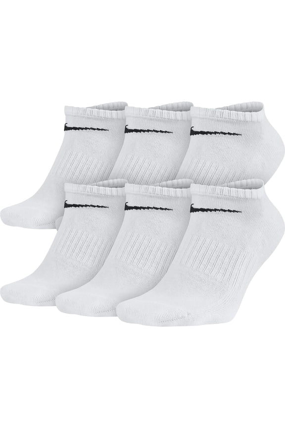 Unisex Performance Cushion No-Show Socks with Band 6 Pairs, White/Black, X-Large