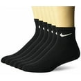 thumbnail image 1 of NIKE Unisex Performance Cushion Quarter Socks with Band (6 Pairs), Black/White, Medium, 1 of 2