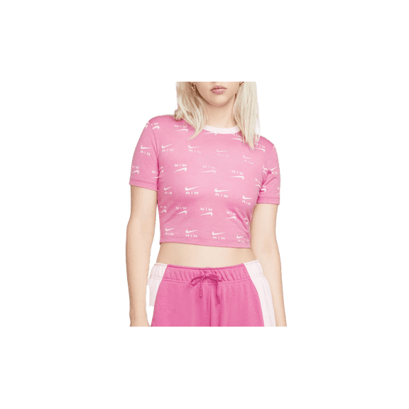 NIKE WOMENS Air Slim-fit Printed Crop T-shirt Womens Style "Pink/White" DZ3751 682 DZ3751 682 from Stadium Goods