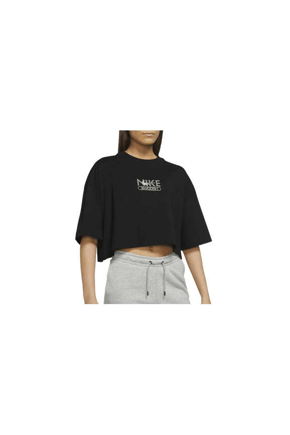 WOMENS Sportswear Swoosh Cropped Short-sleeve Top "BLACK" DR5624 010 DR5624 010 from Stadium Goods