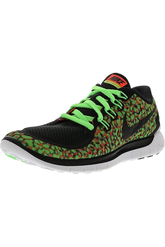 Women's Free 5.0 Print Running Shoe Voltage Green/Hyper Orange/White/Black Size 6.5 M US
