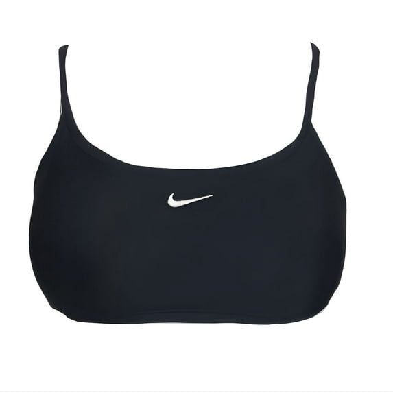NIKE Women's Mid Rise Round Neck 2 Piece Swimsuit Set, Black, 12