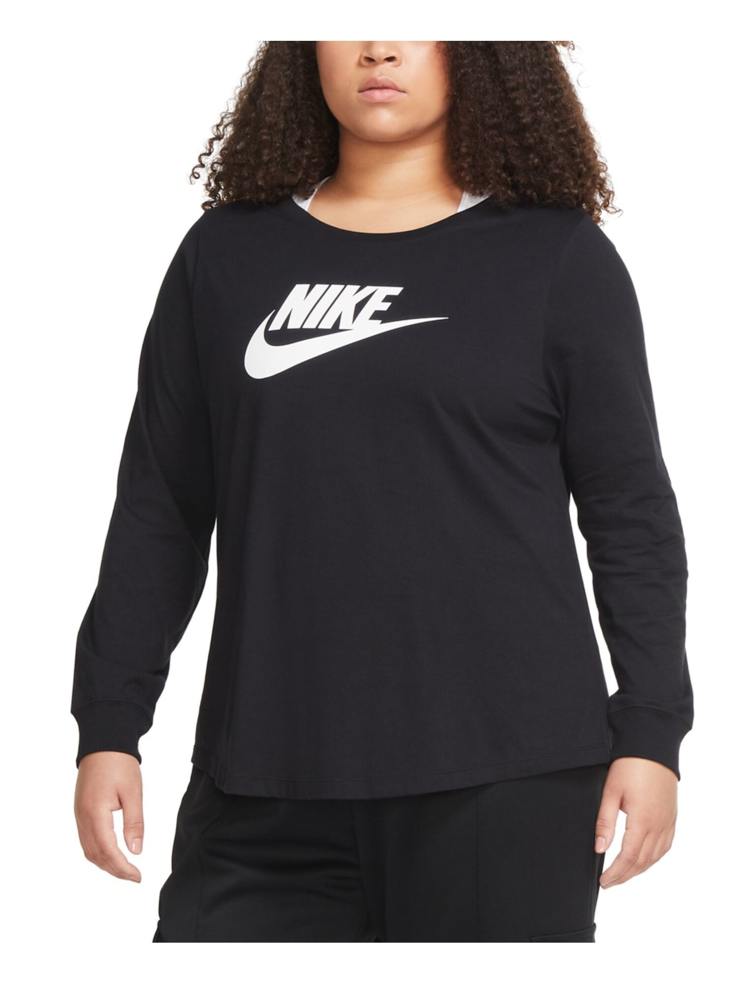 NIKE Womens Black Fleece Logo Graphic Active Wear Sweatshirt Plus 2X ...