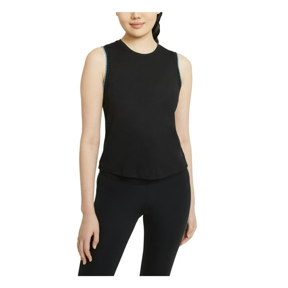 NIKE Womens Black Moisture Wicking Logo Graphic Sleeveless Crew Neck Active Wear Tank Top S
