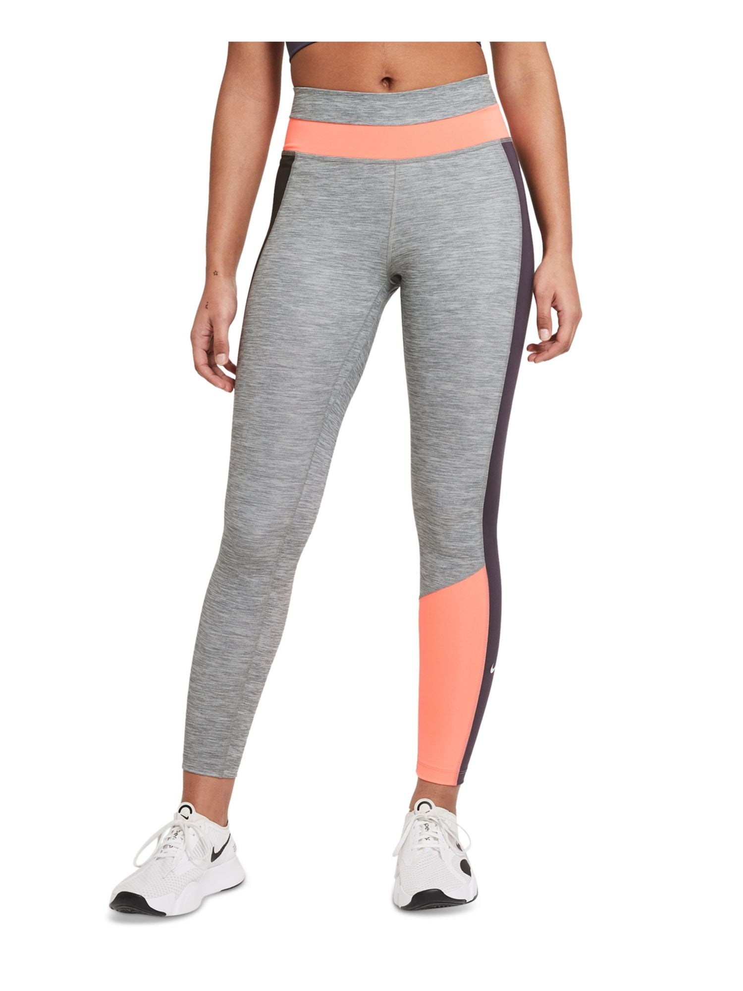 NIKE Womens Gray Stretch Moisture Wicking Mid-rise Tight-fit Color