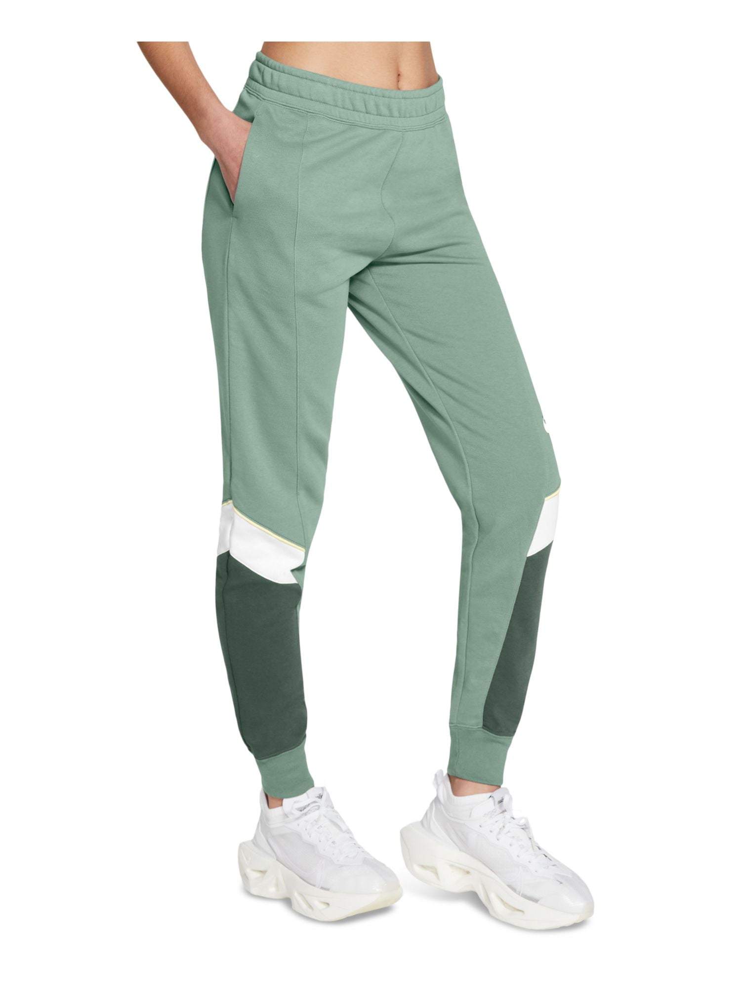 NIKE Womens Green Cotton Blend Pocketed Ribbed Jogger Color Block Pants XL Walmart