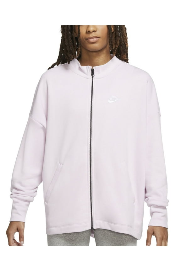 Womens Pink Stretch Pocketed Zippered Cuffed Ribbed Active Wear Sweatshirt L