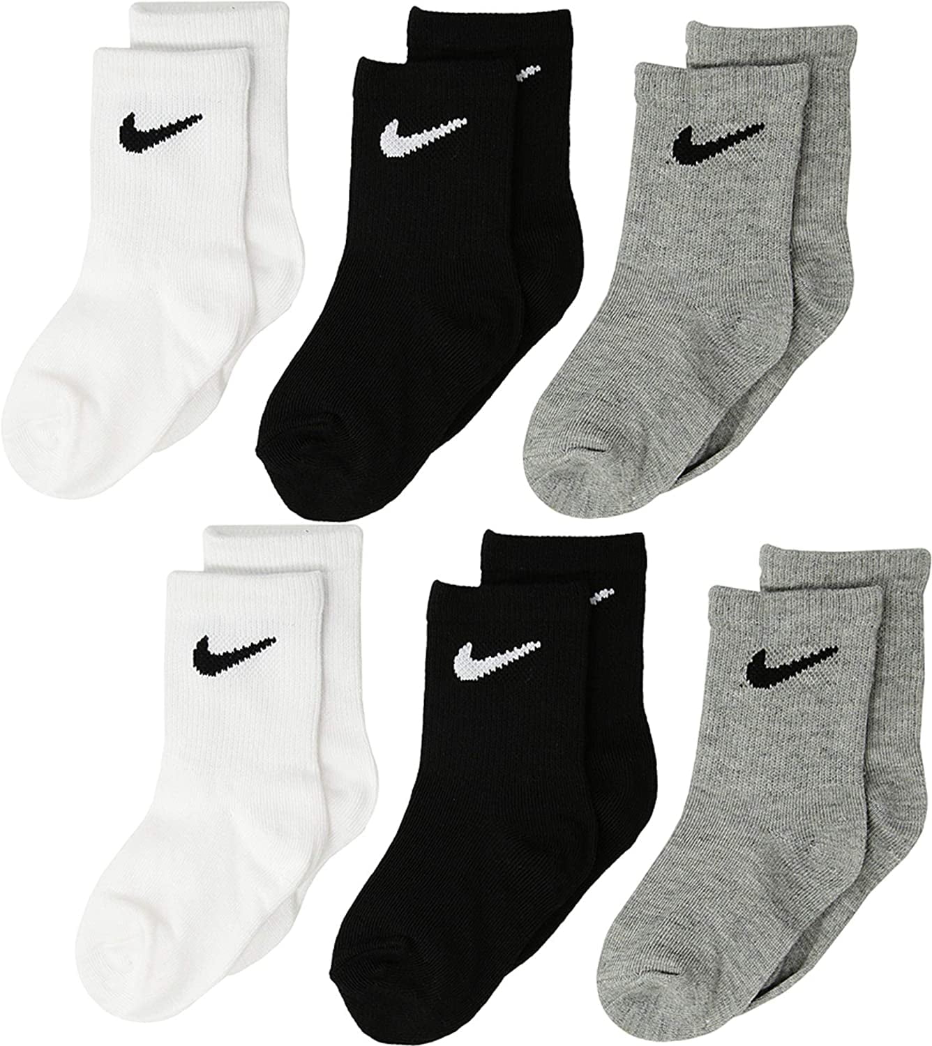 NIKE Young Athletes Kids Colorful Crew Socks (6 Pair),7C-10C Shoe/ 4-5 ...