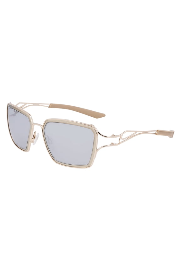 New Nike Veil Prism EV-24049 708 Gold & Taupe Sunglasses with Silver Mirror Lens