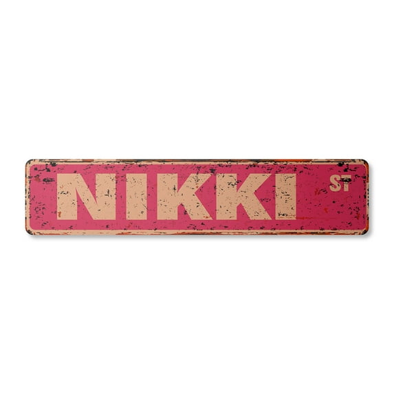 NIKKI Vintage Plastic Street Sign Childrens Name Room Sign | Indoor/Outdoor |  30" Wide