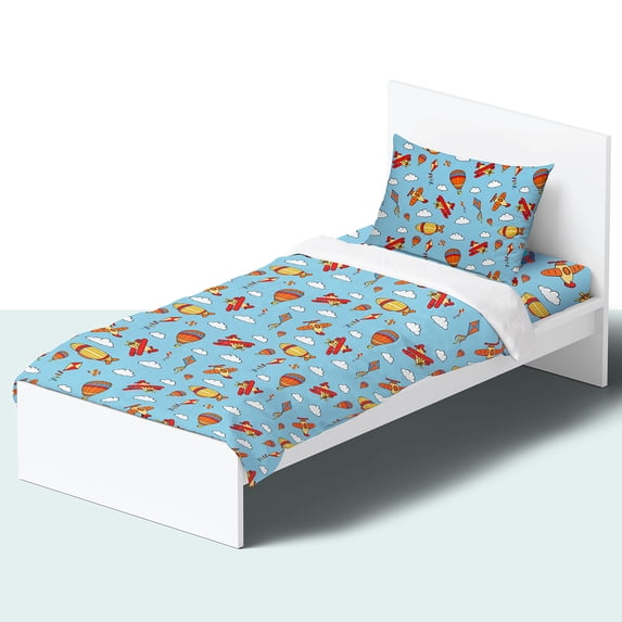 NIKKIPETER Kids 100% Cotton Sheets, 3 Piece Set, Twin - Sky