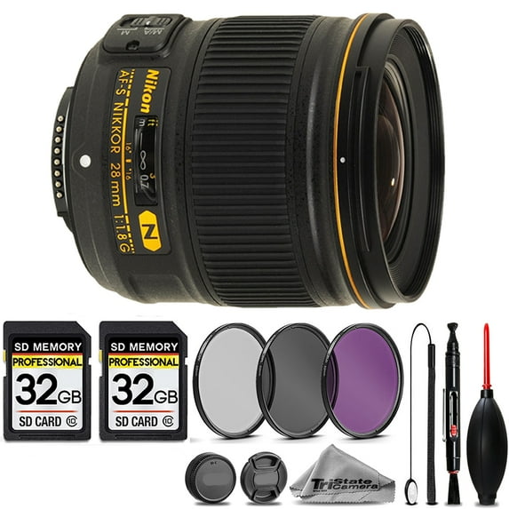 NIKON AF-S 28/1.8G LENS+3PC FILTER + 64GB STORAGE BUNDLE KIT (International Version)