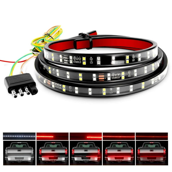NILIGHT Flexible 60" LED Car Truck RV Tailgate Strip Bar Brake Reverse Turn Signal Light - Double Row