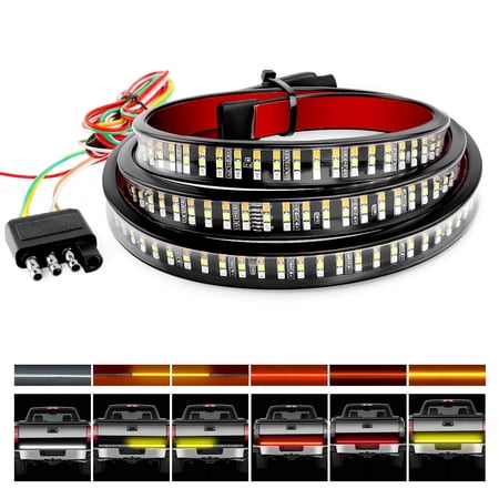 NILIGHT Flexible 60" LED Car Truck RV Tailgate Strip Bar Brake Reverse Turn Signal Light - Triple Row 504 LED Strip