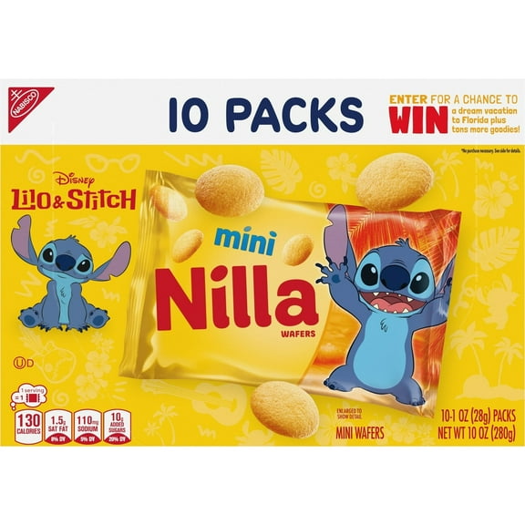 NILLA Wafers Mini Cookies, Vanilla Wafers, 10 Snack Packs, Pack of 4 (40 pcs in total)