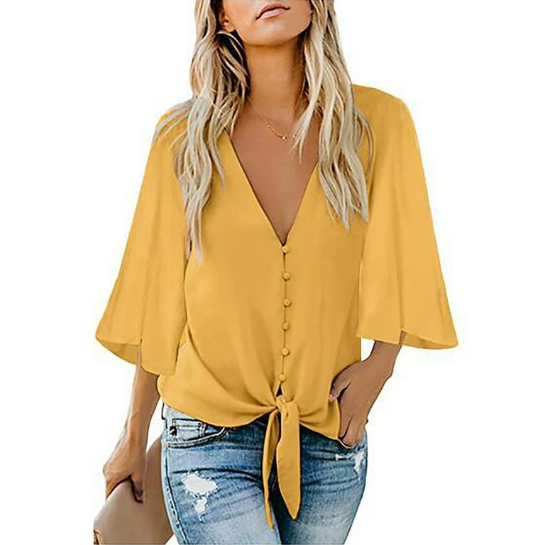 Dressy yellow blouses top