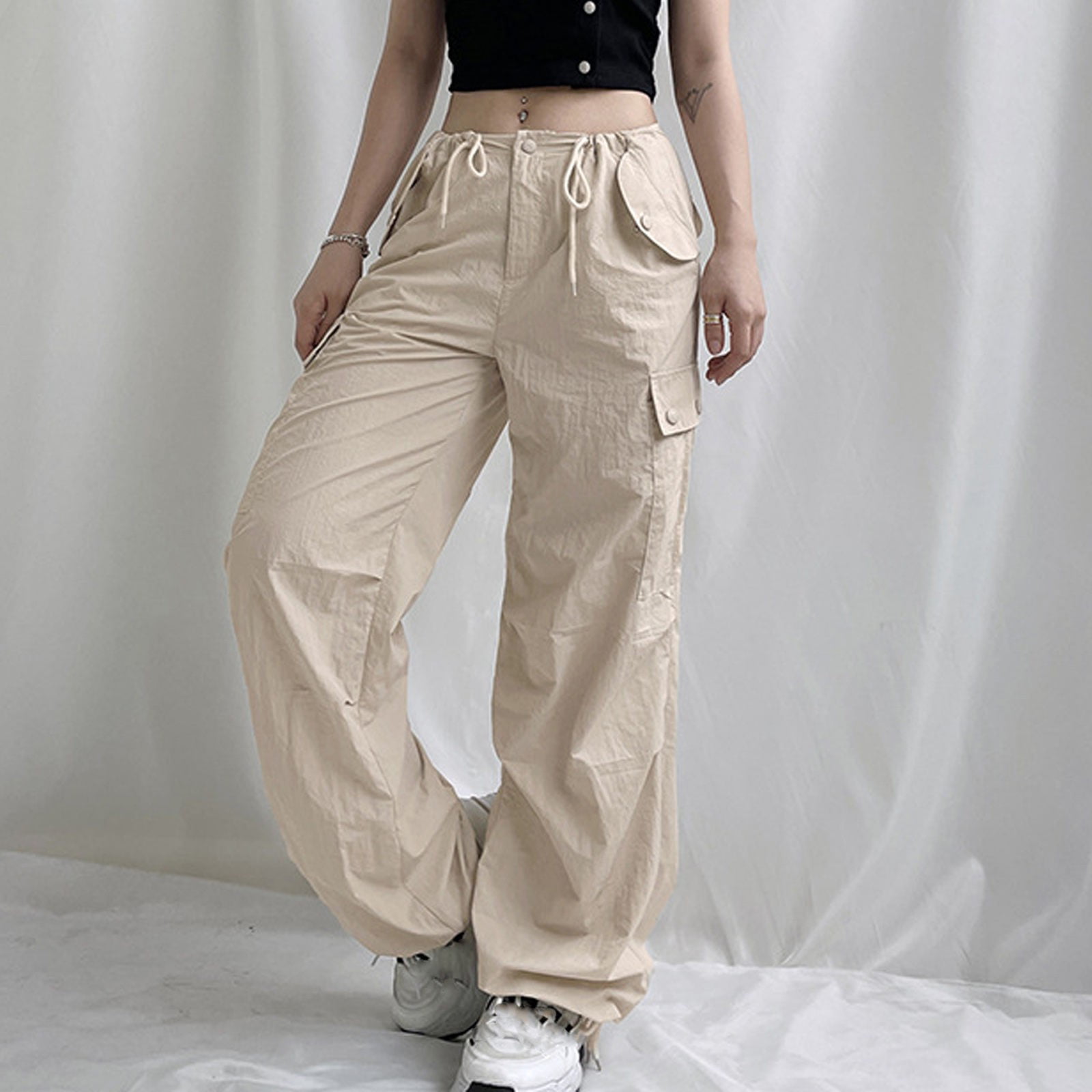 NILLLY Cargo Pants for Women Fashion Women's Solid Color Cargo