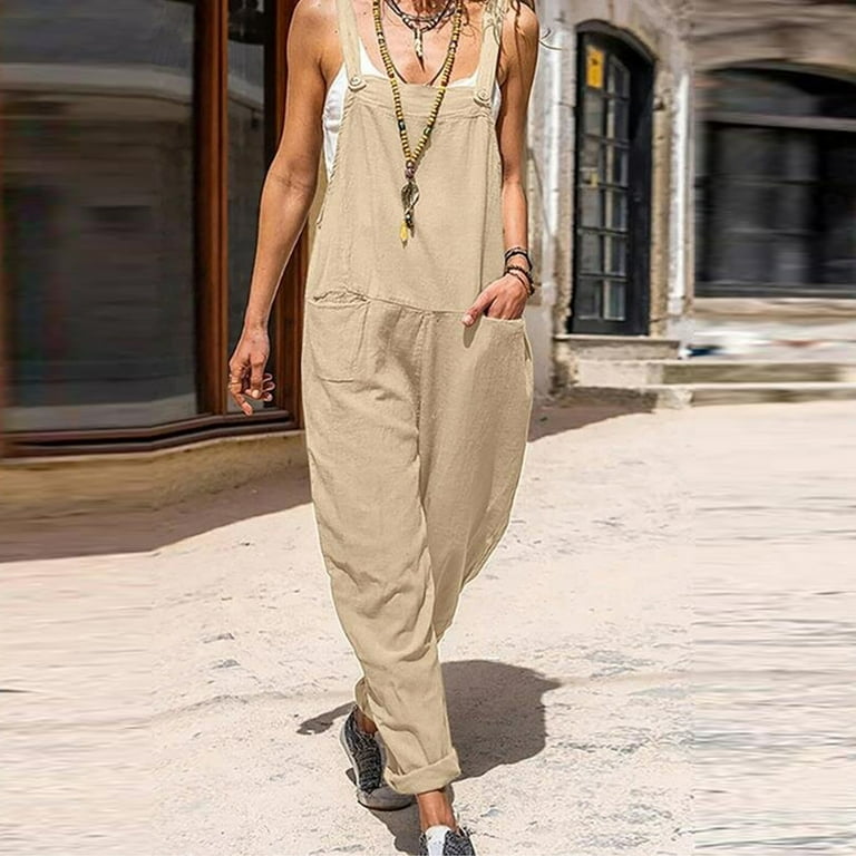 NILLLY Summer Jumpsuit for Women Solid Color Casual Loose Square