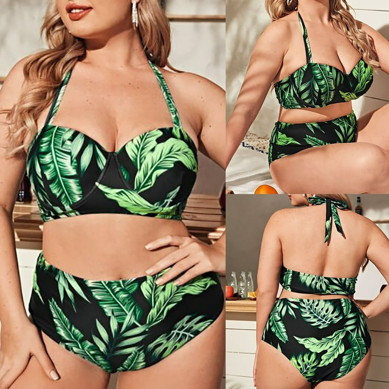 High waisted bikini plus size best sale walmart