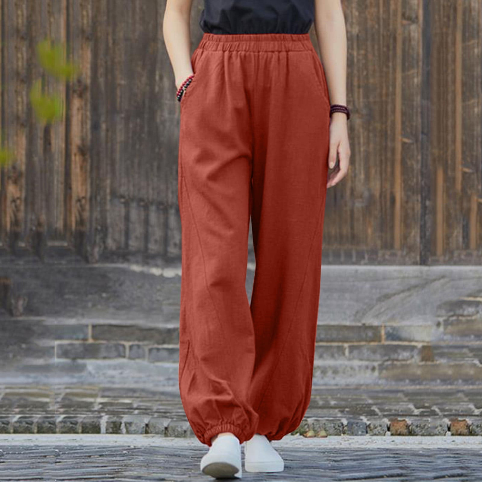 Loose fit shop elasticated trousers