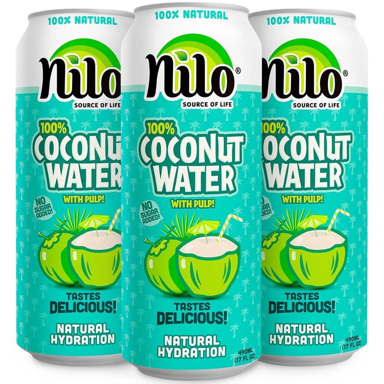 NILO 100% Pure Coconut Water with Pulp, Hydrating Electrolyte