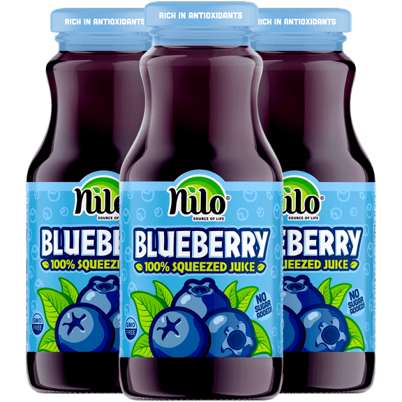 NILO Blueberry Juice | 100% Squeezed Wild Blueberry Arandano | NO Sugar added | NON GMO | NOT From Concentrate | 8.45 oz (Pack of 12)