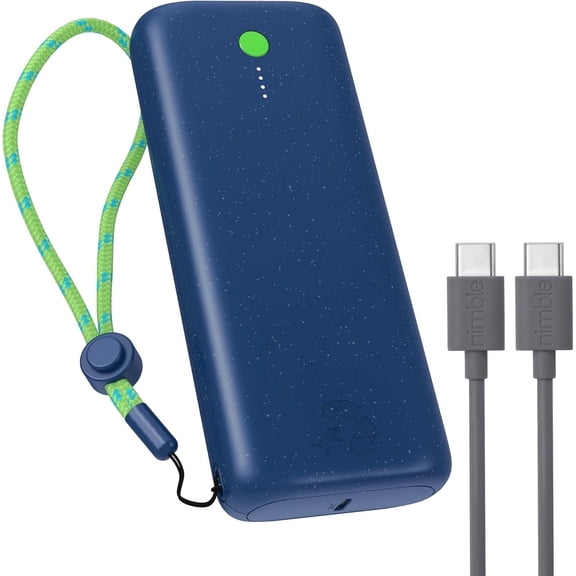 Nimble Champ Pro Portable Charger, 20,000mAh Power Bank with Cable, 65W Dual USB-C Fast Charging Battery Pack, Travel Essential Phone Power Bank for iPhone 16/15/14/13 Galaxy MacBook iPad Airpod