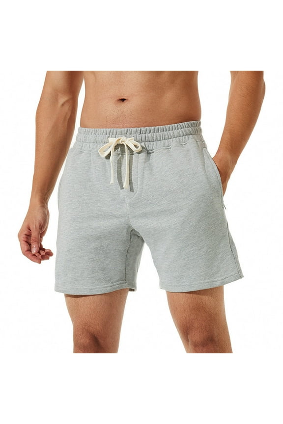 Mens 5.5 Inch Athletic Gym Shorts Cotton Workout Sweat Shorts with Upgrade YKK Zipper Pockets and Drawstring