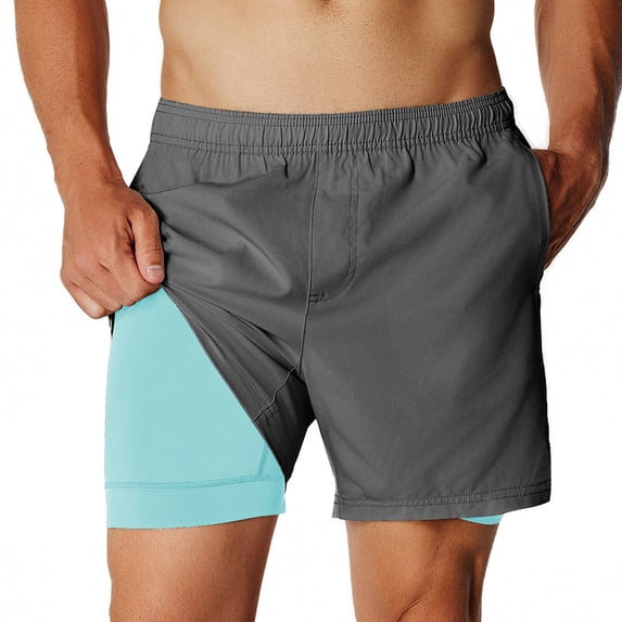 NIMENJOJA Mens 5.5 Inch Gym Running Shorts 2 in 1 Quick Dry Workout Athletic Compression Shorts