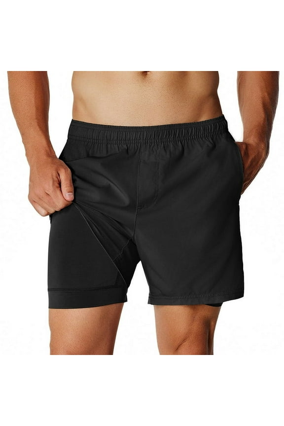 Mens 5.5 Inch Gym Running Shorts 2 in 1 Quick Dry Workout Athletic Compression Shorts