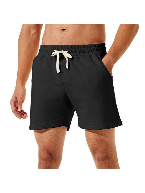 Mens 5.5" lounge Shorts Cotton Athletic Gym Shorts Comfy Pajama with Deep Pockets No Zipper