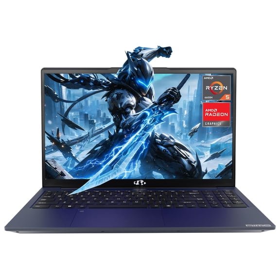 NIMO 15.6" AMD Gaming Laptop, Ryzen 5 6600H Radeon 660M Graphics(Beat i7-1165G7),16GB DDR5 RAM 512GB SSD, Backlit Keyboard, Fingerprint Reader& Privacy Webcam for Secure Business Office