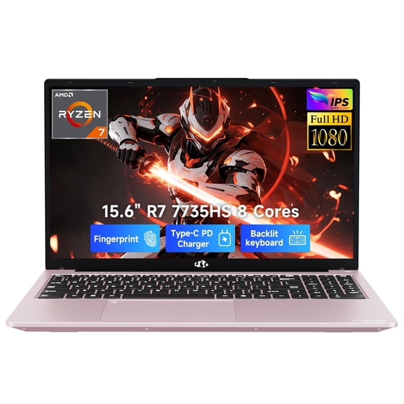 NIMO 15.6" FHD IPS Gaming Laptop, AMD Ryzen 7 7735HS 16GB DDR5 RAM 1TB SSD (8C/16T, Beat i7-12650H) Radeon 680M Graphics, Backlit Keyboard, Fingerprint, 100W PD Computer for Business & Student